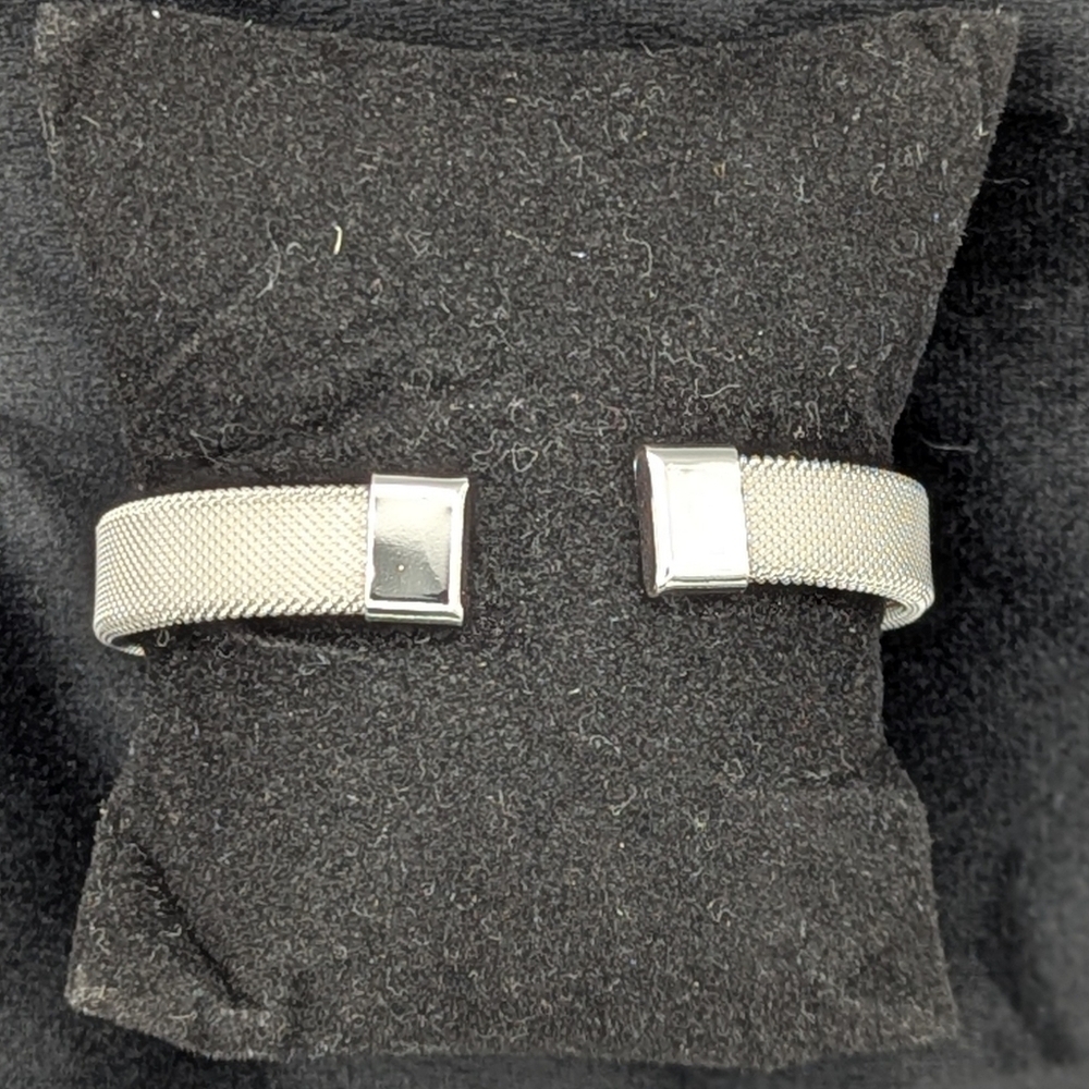 925 Sterling Silver Mesh Bangle Bracelet Minimalist Elegant - Picture 4 of 8